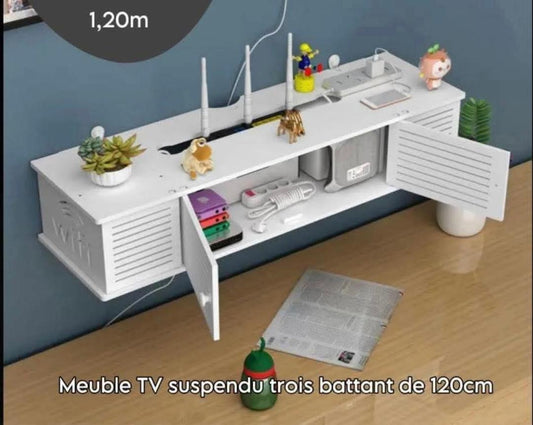 ✅Étagère murale  pour décodeur TV, boîte de rangement pour routeur, salon et chambre à coucher, WiFi, étagère T1
Vraiment beau et stylé. 
Installation très facile