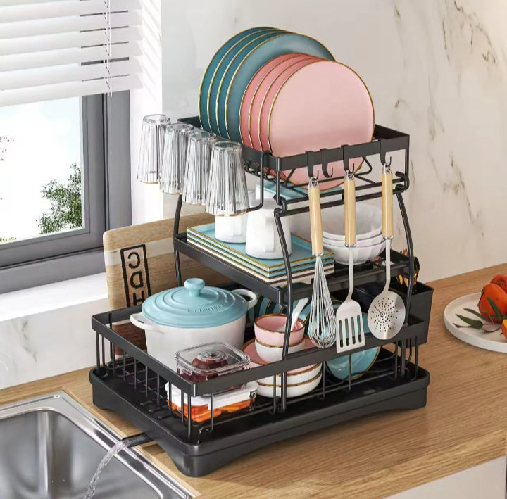 Égouttoir à vaisselle au-dessus de levier  - Grand étagère métallique à vaisselle au-dessus du comptoir de cuisine.