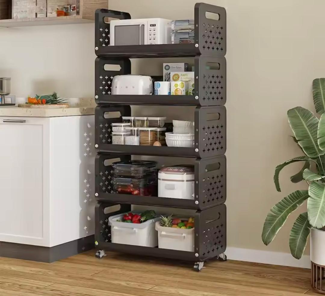 Promo 17000f au lieu de 38000f panier de cuisine support de rangement ménage, ajouter des fruits et légumes multi fonctionnel petit chariots, multi étages, plancher debout mobile, démontable et métal.