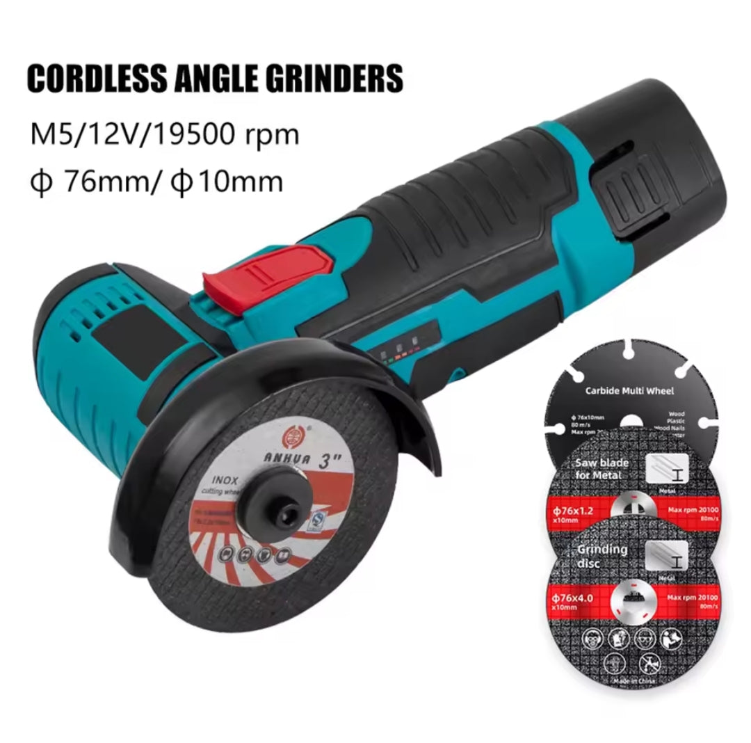 Mini meulle d'angle sans fil double batterie, outils électrique rechargeable, meulage, machine de découpe avec batterie lithium 48 v, poignée confortable.
