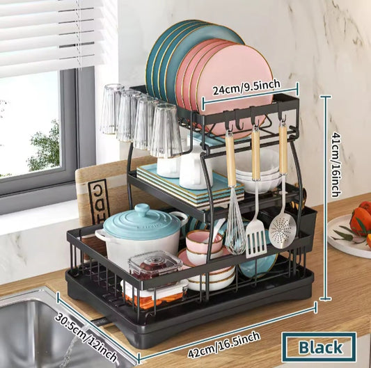 Égouttoir à vaisselle au-dessus de levier  - Grand étagère métallique à vaisselle au-dessus du comptoir de cuisine.
