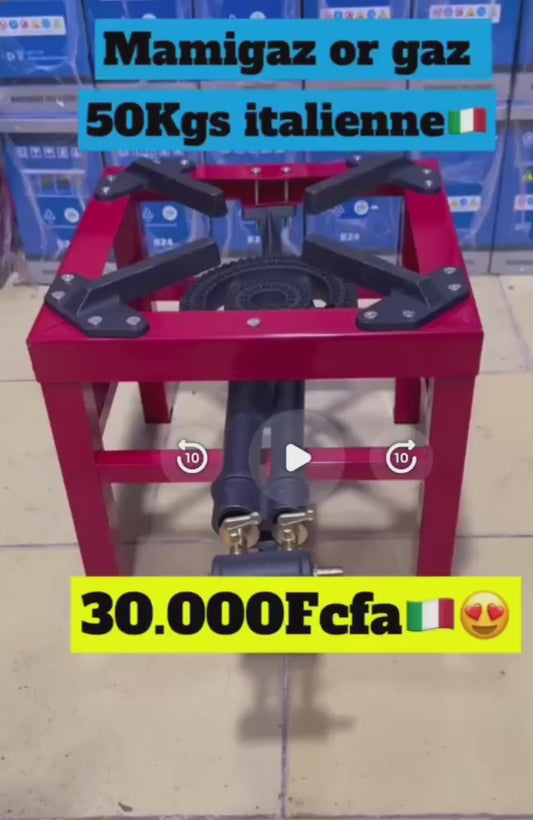 𝗠𝗔𝗠𝗜 𝗢𝗥 𝗚𝗔𝗭 50𝗞𝗴𝘀 𝗜𝗧𝗔𝗟𝗜𝗔
          Prix=30.𝟬𝟬𝟬𝗙𝗰𝗳𝗮
Achetez au meilleur prix du marché 
✔️Foyer Brûleur 1feu 🔥 50Kgs
✔️Raccord + tête de gaz offert B6(Faitout)