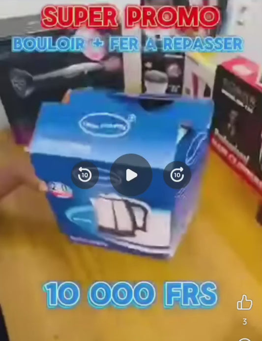 🇨🇮🛒 
🛍Fer à vapeur+Bouilloire
😍
Offrez-vous notre game 2en1 Bouilloire Électrique+ Fer à repasser