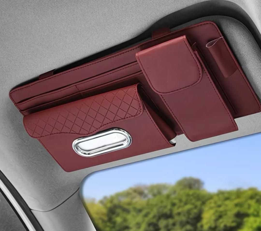 Prix : 8000f au lieu de 22000f .   Sac de rangement pour pare soleil de voiture avec étui à lunettes, porte mouchoirs, poche de rangement universelle, porte 💳💳💳.