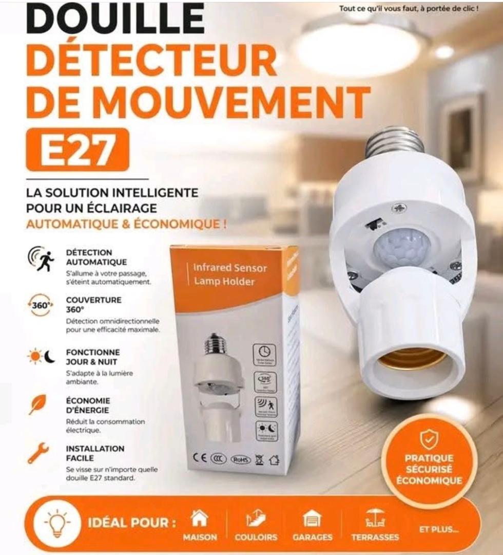 Prix : 5000f au lieu 8000f . Ampoule gratuite offerte, douille intelligente, avec détection infrarouge pour un allumage automatique et sécurise de vos lampes. Facile à installer, cette douille optimise l'éclairage avec une efficacité énergétique.