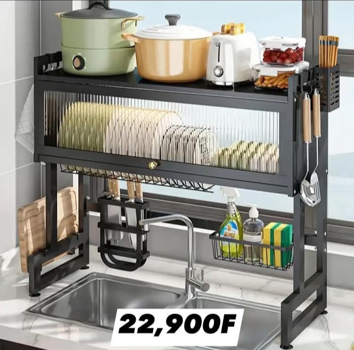 🔥Égouttoir à vaisselle au-dessus de levier  - Grand étagère métallique à vaisselle au-dessus du comptoir de cuisine.

Dimension: 100cm /40 ’’