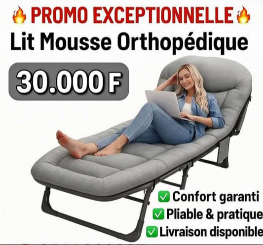 *🛏️ Lit Picot Orthopédique – Seulement 30.000F ! 🔥*
 Confort *ultra moelleux*  
Soulage les douleurs du dos  
 *Pliable et léger* – facile à transporter  
🏠 Idéal pour maison, bureau, massage ou repos  
*Solide et durable*
Plus de 150kg