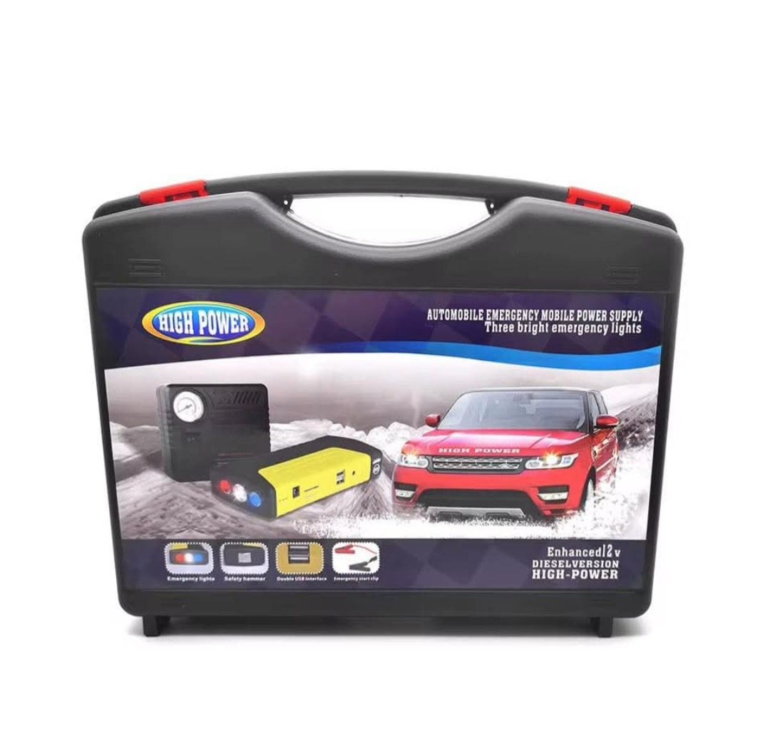 HIGH -POWER   50800 mAh

Démarreur d'urgence automobile en cas de batterie faible
Compresseur Pneu, ballon  fauteuil gonflable...
POWER BANK pour ordinateur
POWER BANK pour téléphone, le démarreur de saut de voiture multifonctionnel avec affichage LED .