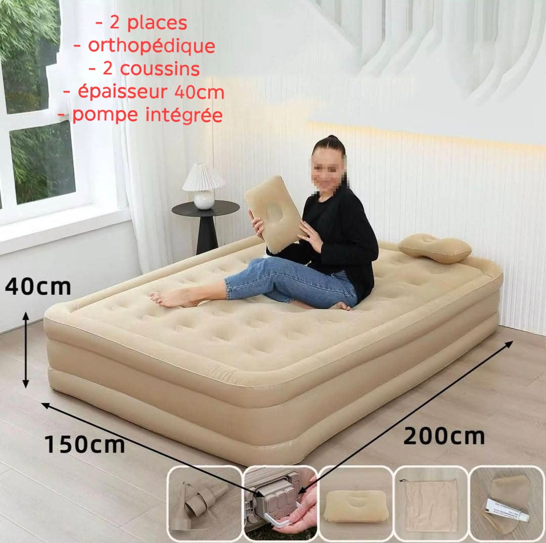 Matelas gonflable pour la maison, camping, facile à transporter.