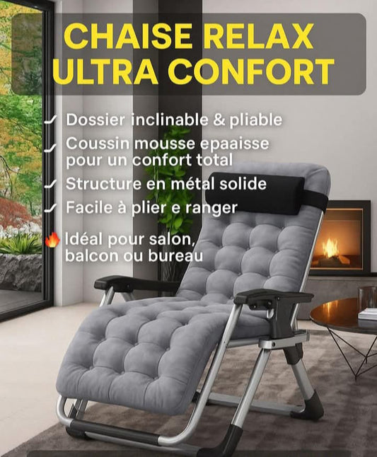 -35% De réduction. 

L’élégance et la qualité au RDV

.Chaise longue d'intérieur à hauteur réglable - Fauteuil à bascule inclinable manuel avec dossier solide, structure en acier au carbone, finition peinte, rembourrage