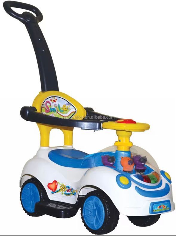 Trotteur poussette pour enfants, jouets pour garçons et filles, musique à 4 roues et klaxon, de 0 à 3 ans, cadeaux pour la fête de fin d'année et anniversaire, pose pieds disponible, 3en1 .